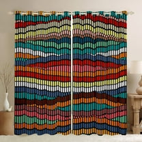 Manfei Colorful Stripes Black Out Curtains, Contemporary Abstract Curtains Pack of 2 (42x63 Each), Wave Lines Bedroom Curtains, Luxurious Home Decor