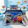 thumbnail image 1 of Manfei Colorful Underwater World Twin Comforter Sets for Kids Boys and Girls, Marine Life Print Bedding Set, Navy Reversible 2 Pieces, 1 Comforter and 1 Pillowcase, 1 of 6