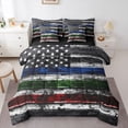thumbnail image 1 of Manfei Colorful Usa Flag 7-Piece King Bedding,July 4Th Anniversary King Bed in a Bag,Black Reversible, 1 of 7