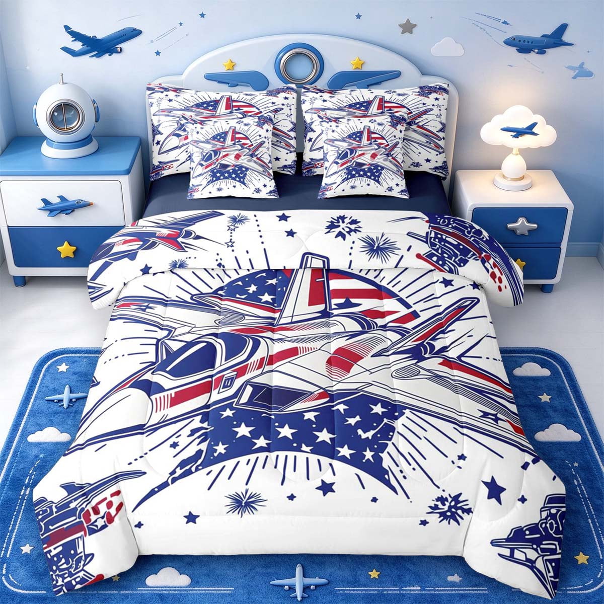 Pyjamas At Jet Manfei Combat Jet Theme 7pcs Queen Bedding,Royal Stars Bedding ...