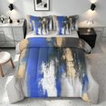thumbnail image 1 of Manfei Contemporary Abstract Brush Twin Bedding, Blue Black Gold Ombre Bedding Comforter Set, Gray Reversible 7 Pieces, 1 of 6