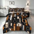 thumbnail image 1 of Manfei Contemporary Abstract Queen Comforter Set, Geometric Circle Rectangle Comforter Sets Queen, Brown and Black, Black Reversible 3pcs, 1 Comforter and 2 Pillowcases, 1 of 6