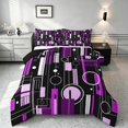 thumbnail image 1 of Manfei Contemporary Abstract Queen Comforter Set, Geometric Circle Rectangle Comforter Sets Queen, Purple and Black, Black Reversible 3pcs, 1 Comforter and 2 Pillowcases, 1 of 6