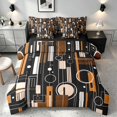thumbnail image 1 of Manfei Contemporary Abstract Twin Bedding, Geometric Circle Rectangle Bedding Comforter Set, Brown and Black, Black Reversible 7 Pieces, 1 of 6