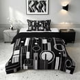 thumbnail image 1 of Manfei Contemporary Abstract Twin Comforter Sets, Geometric Circle Rectangle Bedding Set, Gray and Black, Black Reversible 2pcs, 1 Comforter and 1 Pillowcase, 1 of 6