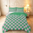thumbnail image 1 of Manfei Contemporary Grid Queen Comforter Set,Checkered Art Comforter Sets Queen,Green Pink,Light Gray Reversible,3 Pieces,1 Comforter and 2 Pillowcases,3 Pieces,1 Comforter and 2 Pillowcases, 1 of 7