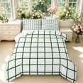 thumbnail image 1 of Manfei Contemporary Grid Queen Comforter Set,Checkered Art Comforter Sets Queen,White Green,Reversible,3-Piece,1 Comforter and 2 Pillowcases,3-Piece,1 Comforter and 2 Pillowcases, 1 of 7