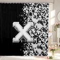 thumbnail image 1 of Manfei Contemporary Grid Shower Curtain 72Wx72L,Modern Pixel Bathroom Curtain,Black White, 1 of 5