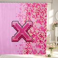 thumbnail image 1 of Manfei Contemporary Grid Shower Curtain 72Wx72L,Retro Pixel Bathroom Curtain,Pink, 1 of 5