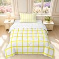 thumbnail image 1 of Manfei Contemporary Grid Twin Comforter Sets,Checkered Art Bedding Set,White Yellow,Reversible,2pcs,1 Comforter and 1 Pillowcase,2pcs,1 Comforter and 1 Pillowcase, 1 of 7