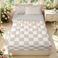 thumbnail image 1 of Manfei Contemporary Grid Zipper Full Size Comforter Sets with Fitted Sheet and 2 Pillowcases,Checkered Art Zipper Bedding Set,Beige White,Light Gray Reversible,4pcs, 1 of 8