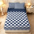 thumbnail image 1 of Manfei Contemporary Grid Zipper Twin Comforter Sets with Fitted Sheet and 2 Pillowcases,Checkered Art Zipper Bedding Set,Navy White,Navy Blue Reversible,4pcs, 1 of 8