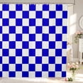 thumbnail image 1 of Manfei Contemporary Navy White Grid Shower Curtain 72Wx72L,Checkered Art Bathroom Curtain, 1 of 5