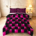 thumbnail image 1 of Manfei Contemporary Pink Purple Grid King Size Comforter Sets,Checkered Art Comforters King Size,Black Reversible,3-Piece,1 Comforter and 2 Pillowcases,3-Piece,1 Comforter and 2 Pillowcases, 1 of 7