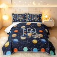 thumbnail image 1 of Manfei Cool Astronaut Letter P Twin Quilt Set,Celestial Cosmic Stars Twin Coverlet Set,Dark Blue,Navy Blue Reversible,2pcs,1 Bedspread and 1 Pillowcase, 1 of 7