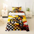 thumbnail image 1 of Manfei Cool Motorbike Twin Sheets,Checkered Pattern Bedding,Yellow,3-Piece,1 Fitted Sheet and 1 Pillowcase, 1 of 6