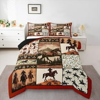 Manfei Cool Western Cowboy Bedding Comforter Set,Country Farmhouse Lodge Twin Comforter Sets,Tropical Desert Cactus Bedding Set For Children,Breathable Home Decor Reversible,2pcs