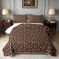 Manfei Copper Leopard Twin Quilt Set, Reddish Rosette Print Twin ...