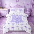 thumbnail image 1 of Manfei Coquette Purple Bowknot Full Size Comforter Sets For Girls,Purple 3D Letter M Monogrammed Bedding Sets,Reversible,3-Piece, 1 of 7