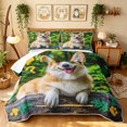 thumbnail image 1 of Manfei Corgi Dog Lover Quilt Full, Kawaii Animal Full Bedspread Sets, Yellow Green, 3 Pieces, 1 Coverlet and 2 Pillowcases, 1 of 7