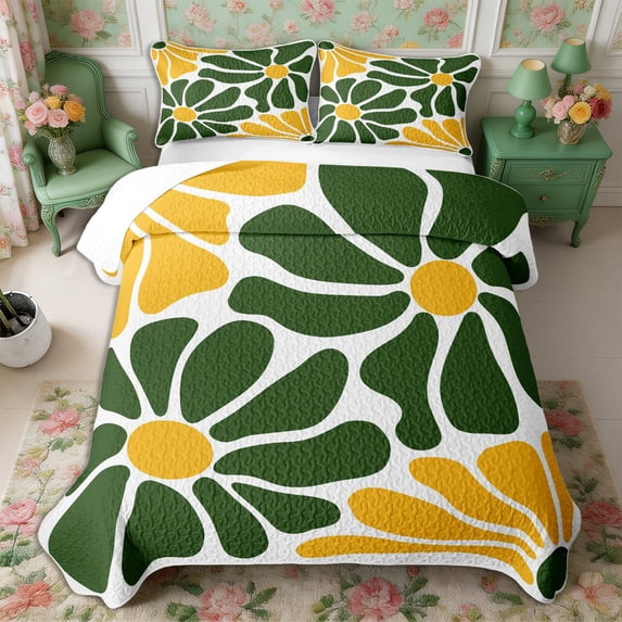 Manfei Cottagecore Blossom Quilt King 3 Pieces,Vintage Flowers King Coverlet Set,1 Bedspread and 2 Pillowcases
