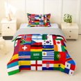 thumbnail image 1 of Manfei Country Flag Patchwork Twin Comforter Sets,Global Nation Bedding Set,Multicolor,Light Gray Reversible,2-Piece,1 Comforter and 1 Pillowcase, 1 of 7