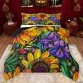 thumbnail image 1 of Manfei Country Floral Full Size Comforter Sets,Rustic Botanical Bedding Comforter Set,Orange Sunflower Bedding Sets For Kids,Breathable Home Decor Reversible,3 Pieces, 1 of 8