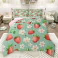 thumbnail image 1 of Manfei Country Floral Queen Comforter Set,Cute Strawberries Bedding Sets,Kawaii Daisy Bedding Comforter Set For Girls,Luxury Bedroom Decor Reversible,3 Pieces, 1 of 8