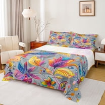 Manfei Country Floral Twin Sheet Sets,Rustic Botanical Twin Fitted Sheet,Colorful bohemian Flowers Flat Sheet For Kids,Breathable Home Decor,3pcs