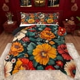 thumbnail image 1 of Manfei Country Plant Floral Bedding Comforter Set,Rustic Botanical Flower Twin Comforter Sets,Green Orange Red Bedding Set For Adults,Ultra Soft Home Decor Reversible,2 Pieces, 1 of 8