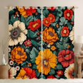 thumbnail image 1 of Manfei Country Plant Floral Black Out Curtains,Rustic Botanical Flower Curtains Pack of 2 (42x63 Each),Green Orange Red Bedroom Curtains For Adults,Ultra Soft Home Decor, 1 of 6