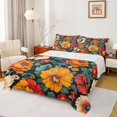 thumbnail image 1 of Manfei Country Plant Floral Twin Sheet Sets,Rustic Botanical Flower Twin Fitted Sheet,Green Orange Red Flat Sheet For Adults,Ultra Soft Home Decor,3 Pieces, 1 of 7