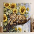 thumbnail image 1 of Manfei Countryside Sunflower Cat Blackout Curtains Set of 2 (38x54 Each), Rustic Life Living Room Curtains, Yellow, 1 of 6