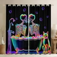 thumbnail image 1 of Manfei Couple Neon Skeleton Curtains Pack of 2 (42x84 Each), Romantic Gothic Halloween Curtains Blackout, Valentines Day Bedroom Curtains, Living Room Curtains Decor, 1 of 6