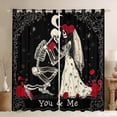 thumbnail image 1 of Manfei Couple Skeleton Skull Blackout Curtains Set of 2 (52x84 Each), Romantic Gothic Bride Window Curtains, Rose Valentines Day Curtains and Drapes, Curtains and Drapes Home Decor, 1 of 6