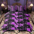 thumbnail image 1 of Manfei Couple Valentines Day 7-Piece Twin Bedding Sets, Purple Flower Floral Bedding Comforter Set, Chic Botanical Rose Reversible Sheet Sets, Luxury Bedroom Decor, 1 of 8