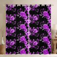 thumbnail image 1 of Manfei Couple Valentines Day Curtains Pack of 2 (42x84 Each), Purple Flower Floral Curtains Blackout, Chic Botanical Rose Bedroom Curtains, Window Curtains Bedroom Decor, 1 of 6