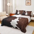 thumbnail image 1 of Manfei Cow Hide Print Full Size Sheets,Brown Cattle Hide Bed Sheets,Brown Gray Sheet Sets For Adults,Microfiber Bedroom Decor,4 Pieces, 1 of 7