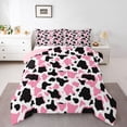 thumbnail image 1 of Manfei Cow Print Bedding Comforter Set 2pcs for Female Women Girls,Farmhouse Animal Twin Comforter Sets Microfiber,Black Pink Breathable Bedding Set,Breathable Home Decor,Reversible, 1 of 8