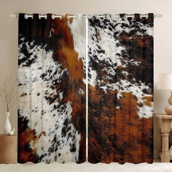 Manfei Cow Print Black Out Curtains,Highland Cattle Curtains Pack of 2 (42x63 Each),Animal Print Bedroom Curtains,Lightweight Abstract Room Decor