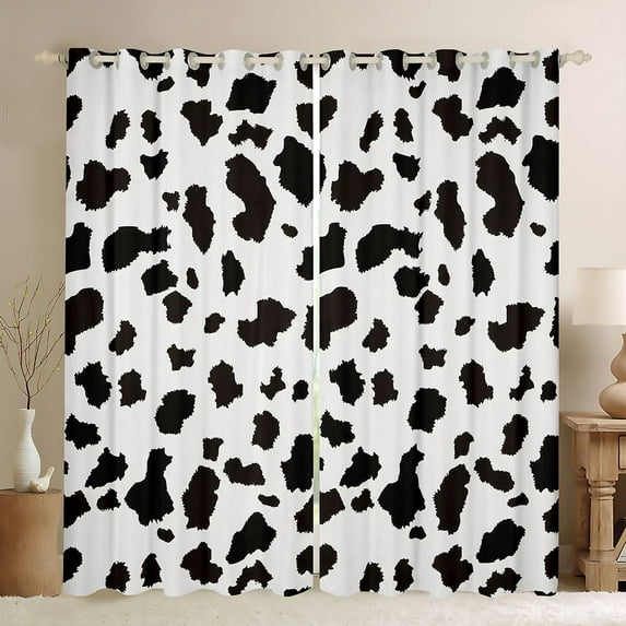 Manfei Cow Print Boy Girl Curtains Pack of 2 (42x84 Each),Black White Curtains Blackout,Farmhouse Animal Bedroom Curtains,Microfiber Bedroom Decor
