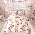 thumbnail image 1 of Manfei Cowgirl Boot Bedding Queen Size, Kawaii Ribbon Bow Bedding Sets Queen Size, Western Princess Reversible Comforter Sets with Sheets, Super Cozy Bedroom Decor, 7pcs, 1 of 6