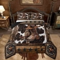 thumbnail image 1 of Manfei Cowgirl Boot Comforter Sets Twin Size, Texas Stars Comforters & Duvets, Rustic Farmhouse Reversible Bedding Twin Comforter Set, Super Cozy Bedroom Decorative, 2pcs, 1 of 7