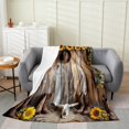 thumbnail image 1 of Manfei Cowgirl Cowboy Sherpa Blanket, Western Rustic Farmhouse Flannel Blanket, Vintage Wooden Lodge Cabin Plush Blanket, Breathable Home Decor, 1 of 6