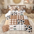 thumbnail image 1 of Manfei Cowhide Print 7 Pieces Bedding Comforter Set,Retro Aztec Geometric Full Bedding Set,Brown Plaid Grid Fitted Sheet Flat Sheet For Teens,Super Cozy Room Decor Reversible, 1 of 9