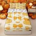 thumbnail image 1 of Manfei Cozy Fall Pumpkin Print Zipper Full Size Comforter Sets with Fitted Sheet and 2 Pillowcases for Home, Yellow Gingham Bow Zipper Bedding Set, Halloween Reversible, 4 Pieces, 1 of 6