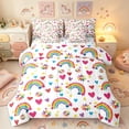 thumbnail image 1 of Manfei Crayon Rainbow Full Size Bedding Sets, Love Heart Groovy Full Size Bed in a Bag, White, Polkadot Reversible, 7-Piece, 1 of 6