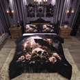 thumbnail image 1 of Manfei Crow Skull 2pcs Bedding Comforter Set,Pink Flower Twin Comforter Sets,Gothic Style Breathable Bedding Set,Ultra Soft Halloween Room Decoration,Reversible, 1 of 8
