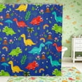 thumbnail image 1 of Manfei Cut Dino Animals Shower Curtain 72Wx72L,Kawaii Palm Tree Flower Bathroom Curtain,Blue Green, 1 of 5