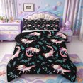 thumbnail image 1 of Manfei Cute Amphibian Axolotl Full Size Comforter Sets,Cartoon Animals Print Bedding Comforter Set,Black Reversible,3-Piece,1 Comforter and 2 Pillowcases, 1 of 7